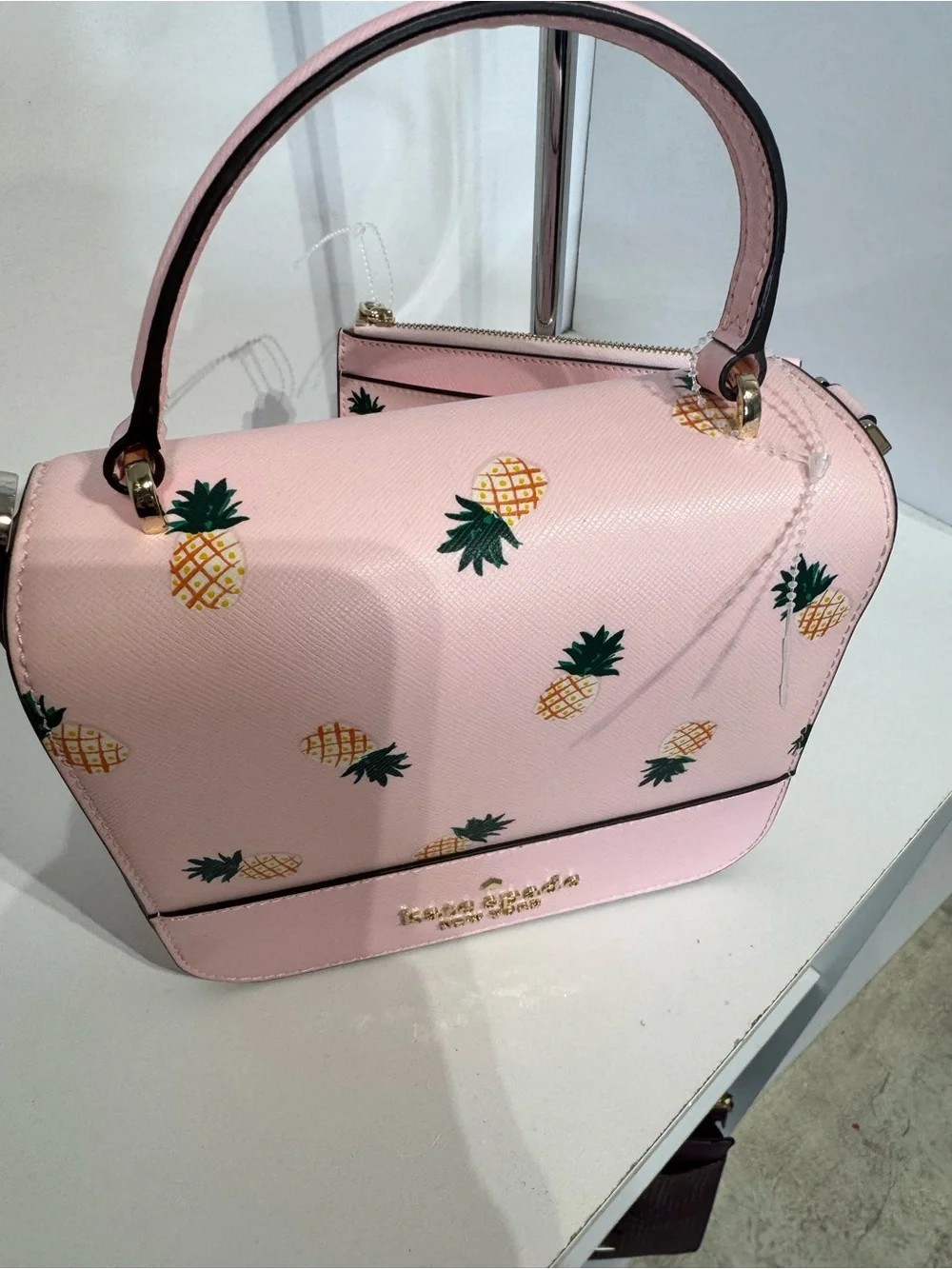 kate spade Pink Pineapple Print Mini Top-Handle Bag